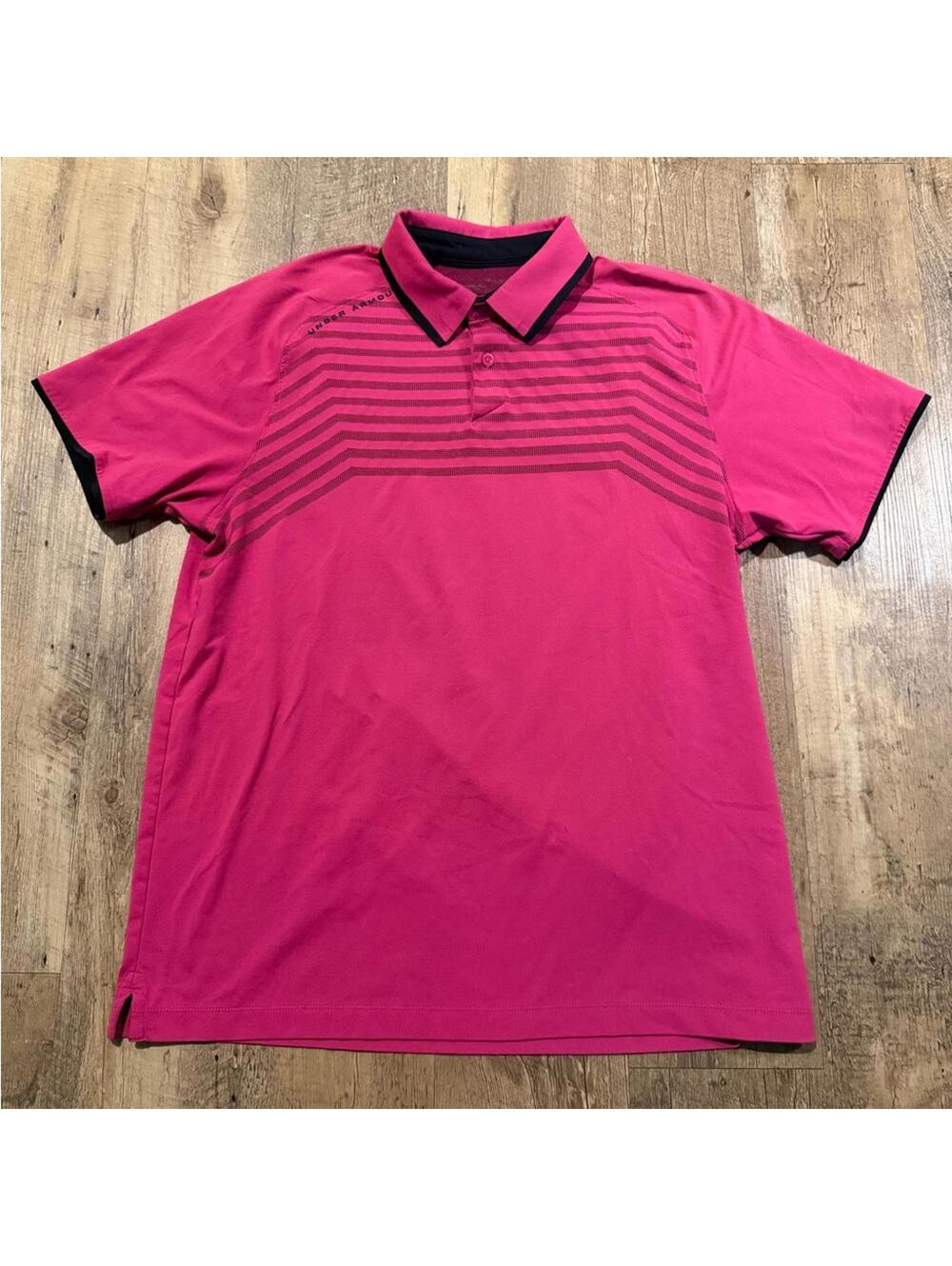 Men’s Large Under Armour Pink Golf Shirt Polo Large